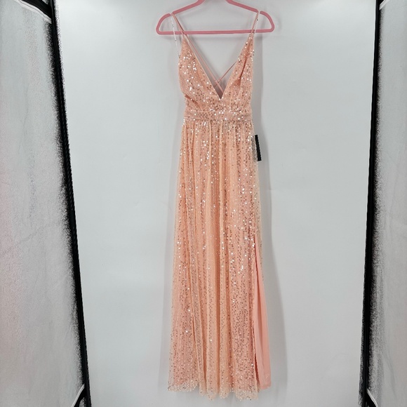 Lulus Dresses & Skirts - LuLu’s V Neck Sequin Maxi Dress Pink Size XS